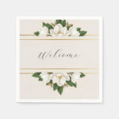 Modern Luxe White Magnolia Wedding Serviette (Vorderseite)