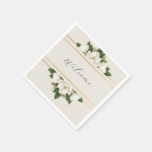 Modern Luxe White Magnolia Wedding Serviette (Ecke)