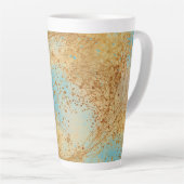Modern, Luxury Abstract Gold Turquoise Pattern Milchtasse (Rechte Ecke)