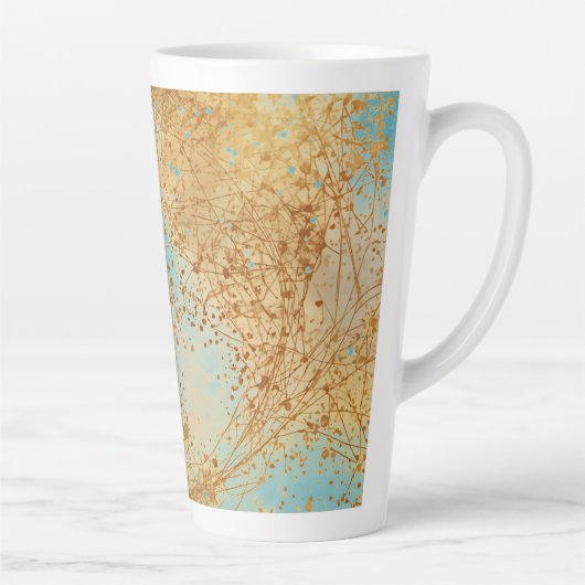 Modern, Luxury Abstract Gold Turquoise Pattern Milchtasse (Rechts)