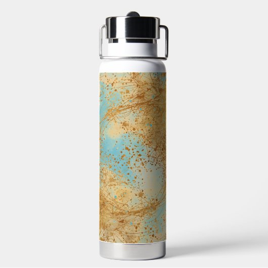 Modern, Luxury Abstract Gold Turquoise Pattern Trinkflasche (Hinten)