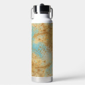 Modern, Luxury Abstract Gold Turquoise Pattern Trinkflasche (Vorderseite)