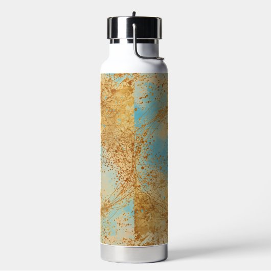 Modern, Luxury Abstract Gold Turquoise Pattern Trinkflasche (Links)