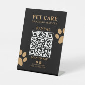 Modern Luxury Black Gold Paw Pet Grooming Service Sockelschild (Vorderseite)