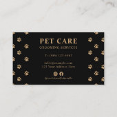 Modern Luxury Black Golden Paw Pet Care Terminkarte (Rückseite)