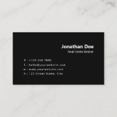 Modern Luxury Black & White Real Estate Agent Visitenkarte (Rückseite)