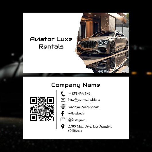Modern Luxury Car Rental & Sales QR Code Photo Visitenkarte
