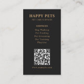 Modern Luxury Charcoal Gold Paw Pet Care Services Visitenkarte (Rückseite)