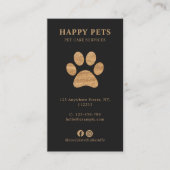Modern Luxury Charcoal Gold Paw Pet Care Services Visitenkarte (Vorderseite)