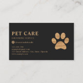 Modern Luxury Charcoal Gold Pet Paw Loyalty Card Visitenkarte (Rückseite)
