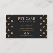 Modern Luxury Charcoal Golden Paw Pet Care Terminkarte (Rückseite)