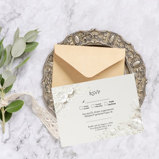 Modern Luxury Elegant Floral Wedding RSVP Karte
