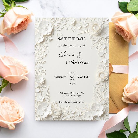 Modern Luxury Floral Wedding Save the Date