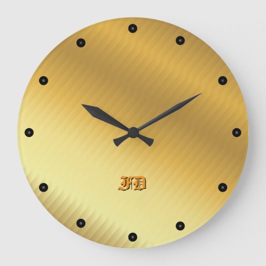 Modern Luxury Gold Gradient Gothic Monogram Große Wanduhr (Vorderseite)