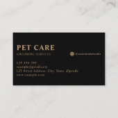 Modern Luxury Golden Black Paw Pet Grooming Visitenkarte (Rückseite)