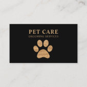 Modern Luxury Golden Black Paw Pet Grooming Visitenkarte (Vorderseite)