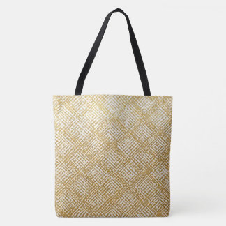 Modern, Luxury, Golden Grid Pattern Tasche