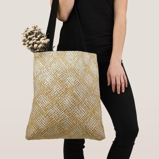 Modern, Luxury, Golden Grid Pattern Tasche (Von Nahem)