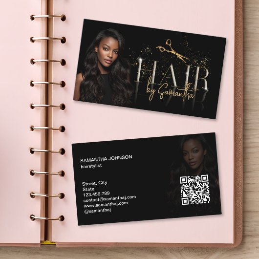 modern luxury hair stylist wig extensions scissors visitenkarte