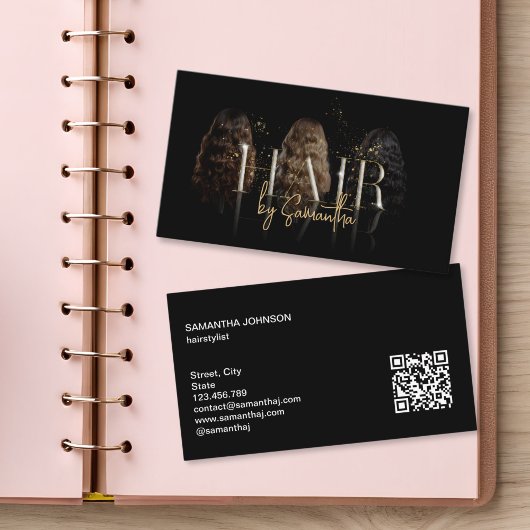 modern luxury hair stylist wigs extensions visitenkarte