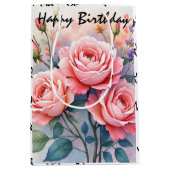 Modern Luxury Pink Roses Beautiful Collection Mittlere Geschenktüte (Vorderseite)