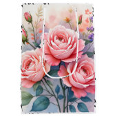 Modern Luxury Pink Roses Beautiful Collection Mittlere Geschenktüte (Rückseite)