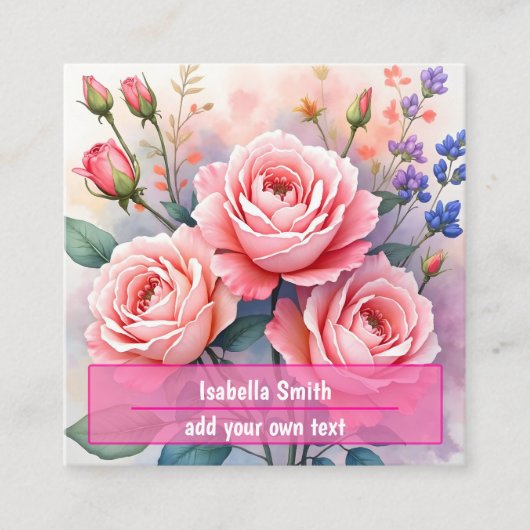 Modern Luxury Pink Roses Beautiful Collection Quadratische Visitenkarte (Vorderseite)