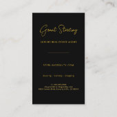 Modern Luxury Real Estate Black Gold Professional Visitenkarte (Rückseite)