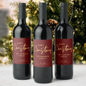 Modern Luxury Red Burgundy Weihnachten Weinetikett