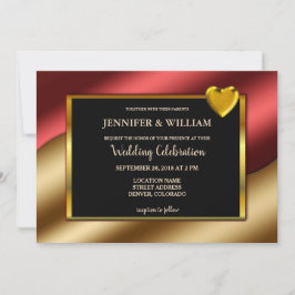 Modern Luxury Red Gold Glitzer Herzen Hochzeit Einladung