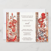 Modern Luxury Ruby Asian Wedding Einladung (Vorderseite)