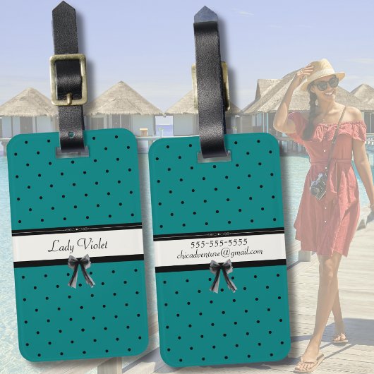 Modern Luxury Teal Monogram Summer Travel Gepäckanhänger