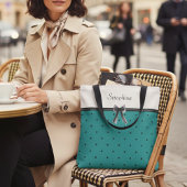 Modern Luxury Teal Monogram Tote Bag Tasche