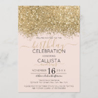 Modern Luxus Gold Pink Glitzer Confetti Geburtstag