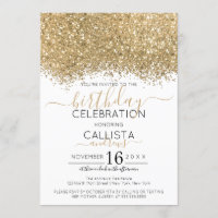 Modern Luxus Gold Weißer Glitzer Confetti Geburtst