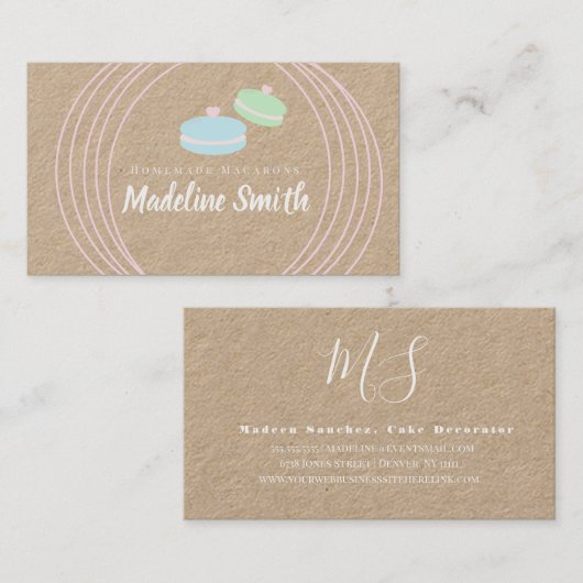 Modern Macaron Logo Homemade Bakery Branding Kraft Visitenkarte (Vorne/Hinten)