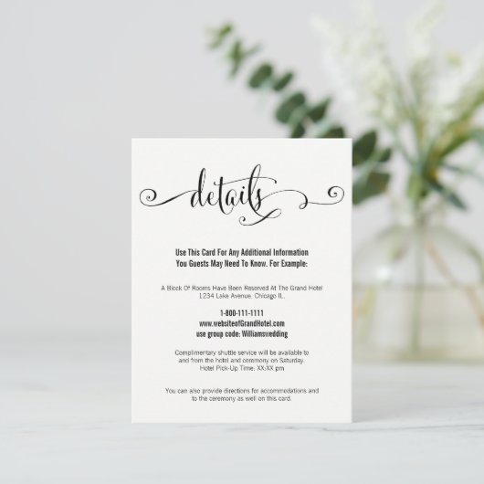 Modern machen wir Script Wedding Details Card Begleitkarte (Stehend Vorderseite)
