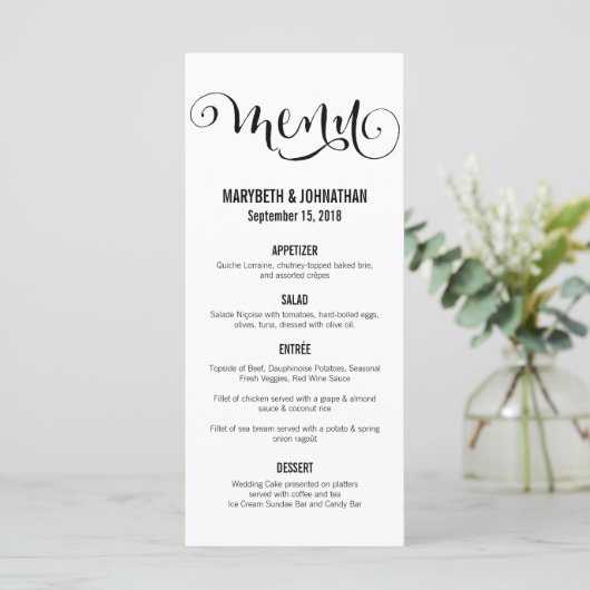 Modern machen wir Script Wedding Menu Card Menükarte (Stehend Vorderseite)
