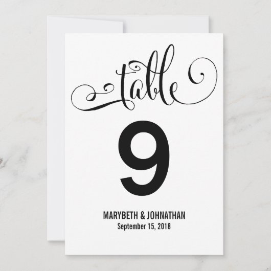 Modern machen wir Script Wedding Tischnummer Card (Vorderseite)
