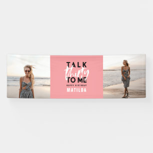 Modern mädchenhaft schwarz rosa Multi-Foto 30. Geb Banner