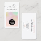 Modern mädchenhaftes Logoschild mit rosa Nägel Visitenkarte (Vorne/Hinten)