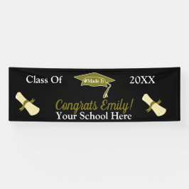 Modern #MadeIt Gold Black Personalisierter Abschlu Banner