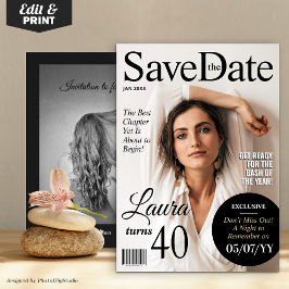 Modern Magazine Birthday Save the Date einladen Feiertagskarte