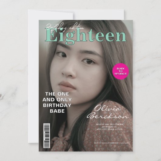 Modern Magazine cover 18 th Birthday Einladung (Vorderseite)