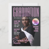 Modern Magazine Pink Graduation School Bachelor Einladung (Vorderseite)