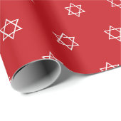 Modern Magen David rotes weißes Muster Hanukkah Geschenkpapier (Rolleneckpunkt)