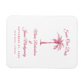 Modern Magenta Beach Wedding Save the Date Magnet (Horizontal)