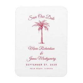 Modern Magenta Beach Wedding Save the Date Magnet