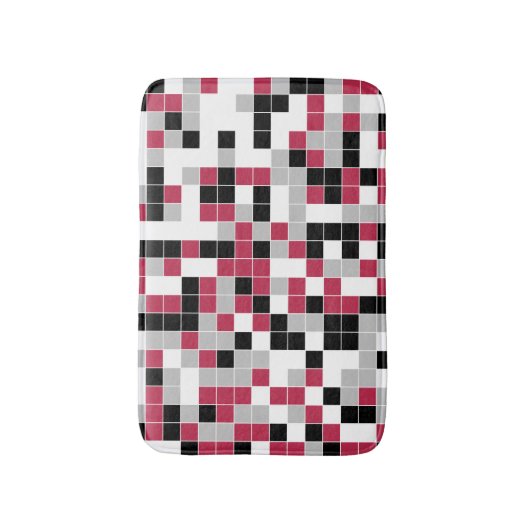 Modern Magenta Black Gray Geometric Badematte (Vorderseite Vertikal)