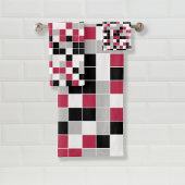 Modern Magenta Black Gray Geometric Badhandtuch Set